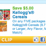 $5 off 5 Kellogg’s Cereal Coupon