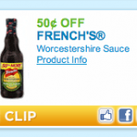 Rare Coupon- $.50 off French’s Worcestershire Sauce