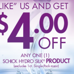 $4 Off Schick Hydro Silk