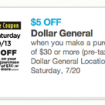 Dollar General Coupon: $5 off $30