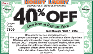 Hobby Lobby Coupon: 40% Off Printable Coupon